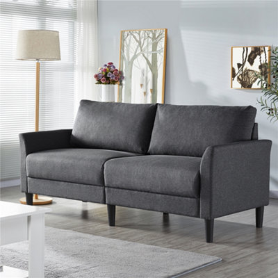 Yaheetech Dark Grey 2-Seater Linen Fabric Upholstered Sofa 191cm