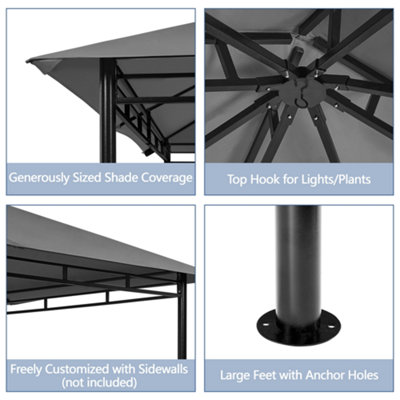 Yaheetech Dark Grey 3.3 x 3.3m Outdoor Garden Patio Gazebo with Water-resistant Fabric - 5