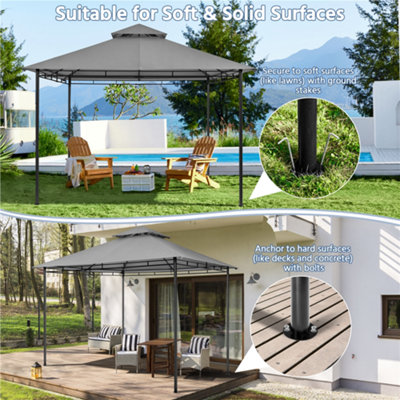 Yaheetech Dark Grey 3.3 x 3.3m Outdoor Garden Patio Gazebo with Water-resistant Fabric - 7