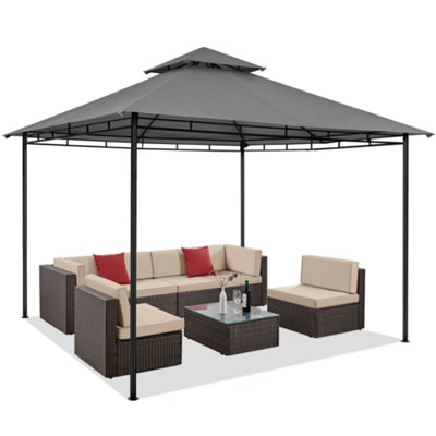 Yaheetech Dark Grey 3.3 x 3.3m Outdoor Garden Patio Gazebo with Water-resistant Fabric - 9