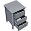Yaheetech Dark Grey 3-drawer Bedside Table Modern Style