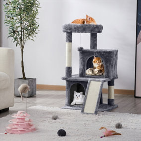 Yaheetech Dark Grey 91cm Cat Tree Tower with Condos and Perches