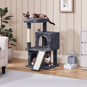 Yaheetech Dark Grey 92cm Cat Tree Tower with Condos and Perches