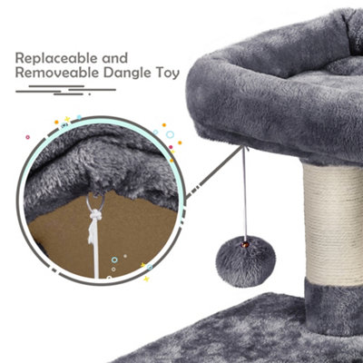 Yaheetech Dark Grey 96.5cm 4-Level Cat Tree Tower with Condo Plush Perch & Scratching Posts