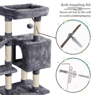 Yaheetech Dark Grey 96.5cm 4-Level Cat Tree Tower with Condo Plush Perch & Scratching Posts
