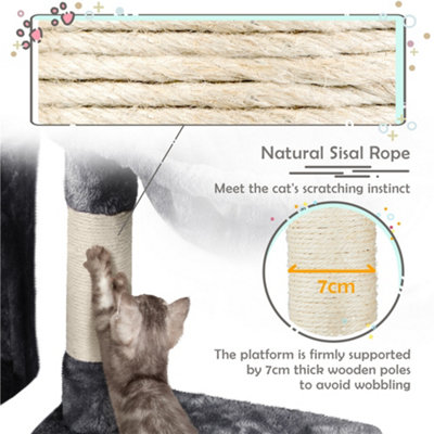 Yaheetech Dark Grey 96.5cm 4-Level Cat Tree Tower with Condo Plush Perch & Scratching Posts