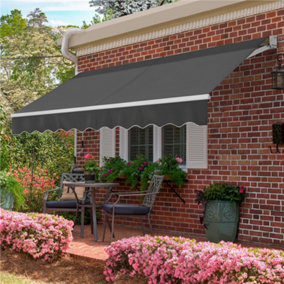 Yaheetech Dark Grey Manual Retractable Awning with Adjustable Angle and Height 300x250 cm