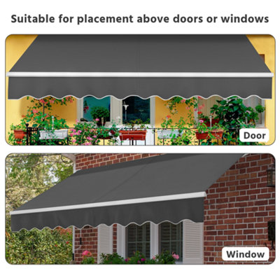 Yaheetech Dark Grey Manual Retractable Awning with Adjustable Angle and Height 300x250 cm - 8
