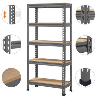 Yaheetech Dark Grey Metal 5 Tiers Boltless Storage Shelf for Warehouse Home - 4