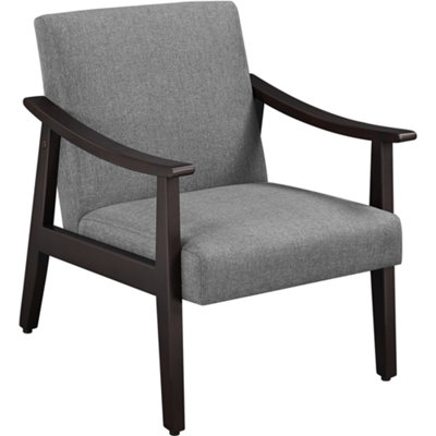 Yaheetech Dark Grey Modern Fabric Accent Armchair with Rubber Wood Legs