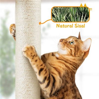 Yaheetech Dark Grey Multi-Level Wooden Adjustable Height Cat Tree with Perches and Scratching Posts