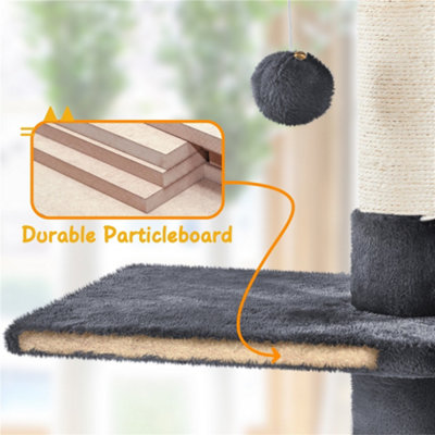 Yaheetech Dark Grey Multi-Level Wooden Adjustable Height Cat Tree with Perches and Scratching Posts