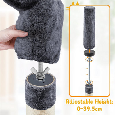 Yaheetech Dark Grey Multi-Level Wooden Adjustable Height Cat Tree with Perches and Scratching Posts