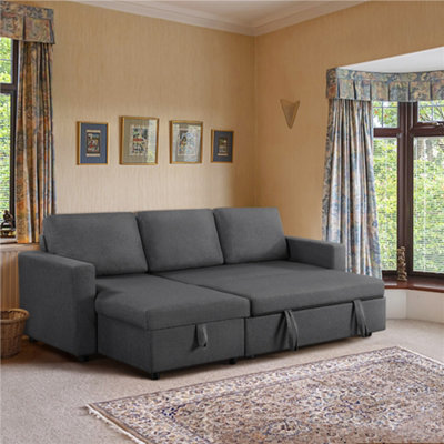 Pull Out L Shaped Sofa Bed Seater Corner Chaise Sofa Large L