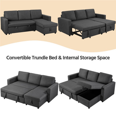 Yaheetech Dark Grey Reversible Sectional Sofa with Chaise for Limited ...
