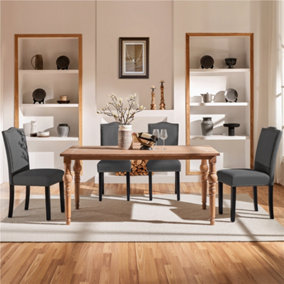Yaheetech Dark Grey Set of 2 Modern Dining Chairs with Nailhead Trim