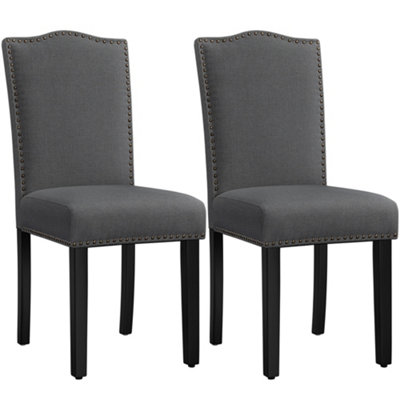 Yaheetech Dark Grey Set of 2 Modern Dining Chairs with Nailhead Trim