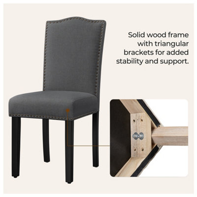 Yaheetech Dark Grey Set of 2 Modern Dining Chairs with Nailhead Trim