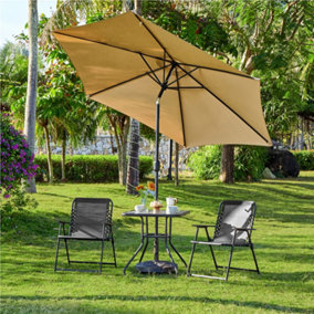Yaheetech Dark Grey Set of 2 Outdoor Texteline Folding Dining Chairs with Armrests