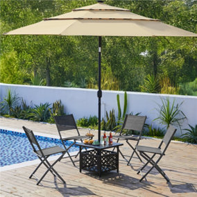 Yaheetech Dark Grey Set of 4 Outdoor Texteline Folding Dining Chairs with Backrests
