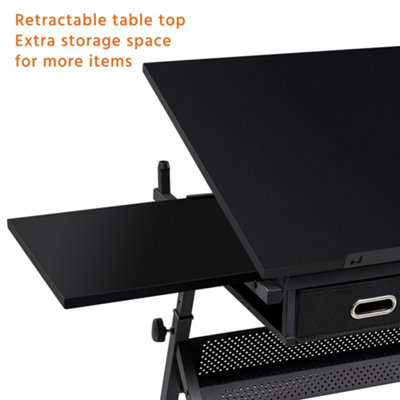 Yaheetech Drawing Table and Stool Set with Adjustable Angles Black
