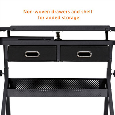 Yaheetech Drawing Table and Stool Set with Adjustable Angles Black