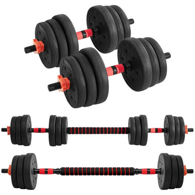 Yaheetech Dumbbells Set 20kg Adjustable Dumbbell & Barbell Weight Set ...