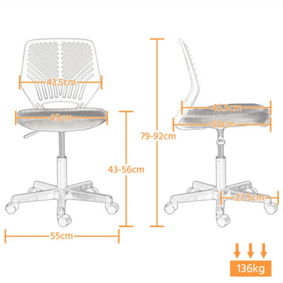Yaheetech Ergonomic Armless Mesh Office Chair - Black