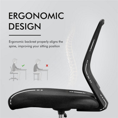 Yaheetech Ergonomic Armless Mesh Office Chair - Black
