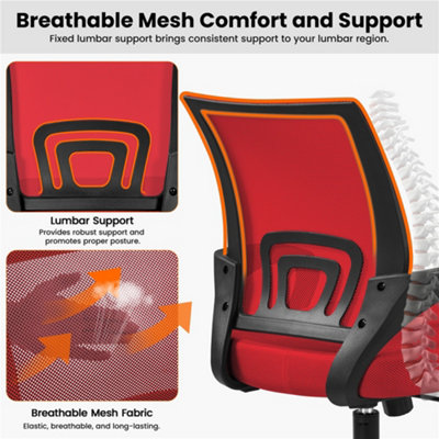 Yaheetech Ergonomic Mesh Office Chair with Lumbar Support - Red