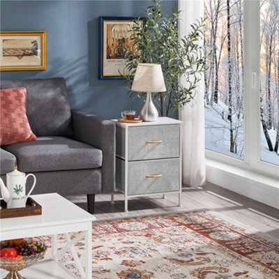 Yaheetech Fabric Chest of Drawers with 2 Drawers Light Grey