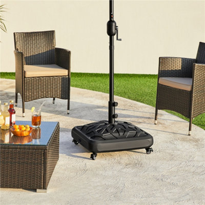 Yaheetech Fillable Rolling Patio Umbrella Base Stand, 37L Capacity, Black