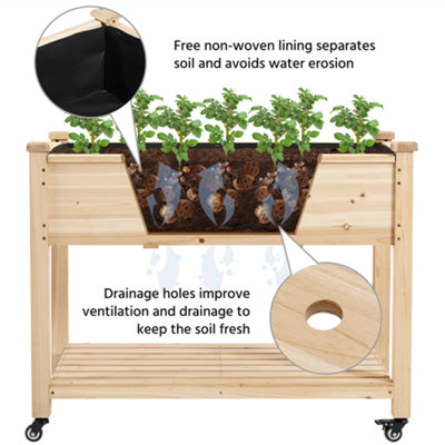 Yaheetech Fir Wood Raised Garden Bed with Wheels Planter Box for Vegetables Flowers - 6