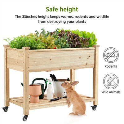 Yaheetech Fir Wood Raised Garden Bed with Wheels Planter Box for Vegetables Flowers - 7