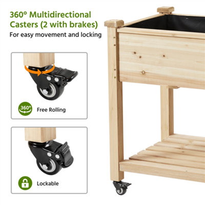 Yaheetech Fir Wood Raised Garden Bed with Wheels Planter Box for Vegetables Flowers - 8