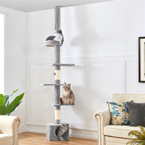 Yaheetech Floor-to-Ceiling Cat Tree with Perches and Scratching Posts