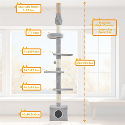 Yaheetech Floor-to-Ceiling Cat Tree with Perches and Scratching Posts