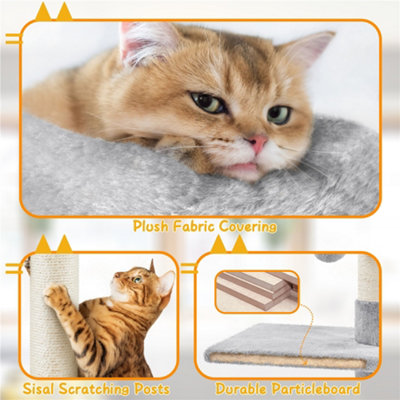 Yaheetech Floor-to-Ceiling Cat Tree with Perches and Scratching Posts