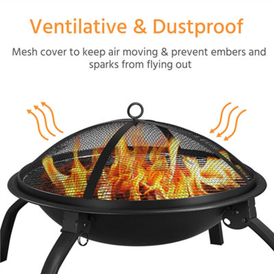 Yaheetech Foldable Outdoor Round Fire Pit with Cooking Grill - 7