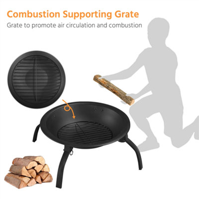 Yaheetech Foldable Outdoor Round Fire Pit with Cooking Grill - 8