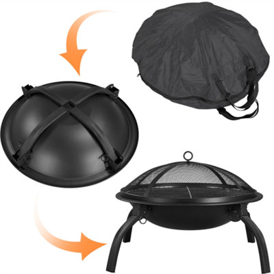Yaheetech Foldable Outdoor Round Fire Pit with Cooking Grill - 9