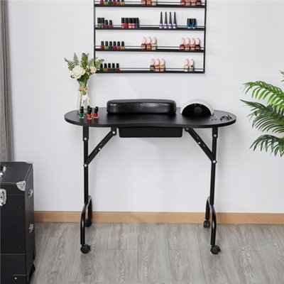 Yaheetech Folding Manicure Table Nail Desk Black