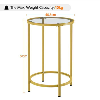 Yaheetech Gold Glass Top Accent Table with Metal Frame for Living Room