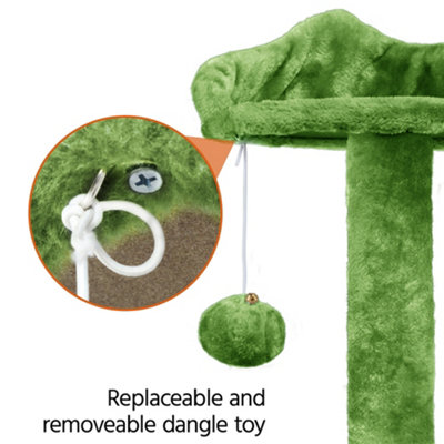 Yaheetech Green 137 cm Height Cat Tree Tower with Condos & Dangling Balls & Scratching Posts