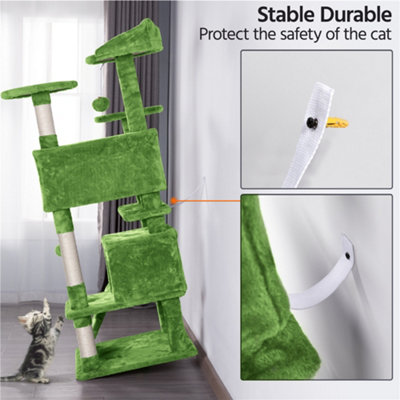 Yaheetech Green 137 cm Height Cat Tree Tower with Condos & Dangling Balls & Scratching Posts