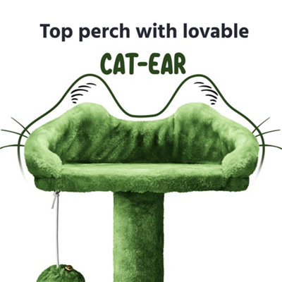 Yaheetech Green 137 cm Height Cat Tree Tower with Condos & Dangling Balls & Scratching Posts
