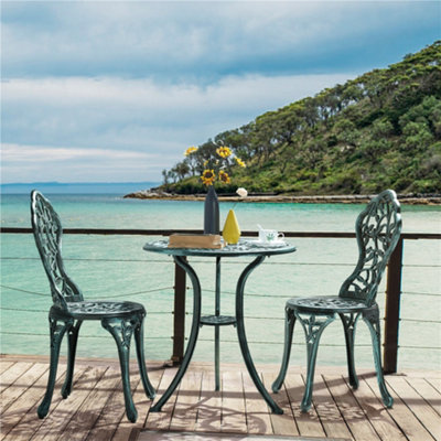 Yaheetech Green 3 Piece Patio Bistro Table Set with Metal Frame