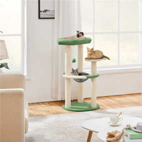 Yaheetech Green/Beige Cat Tree with Transparent Cat Bed and Scratching Posts for Kittens