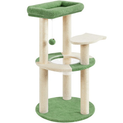 Yaheetech Green/Beige Cat Tree with Transparent Cat Bed and Scratching Posts for Kittens