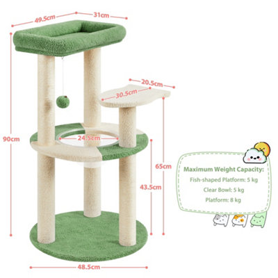 Yaheetech Green/Beige Cat Tree with Transparent Cat Bed and Scratching Posts for Kittens